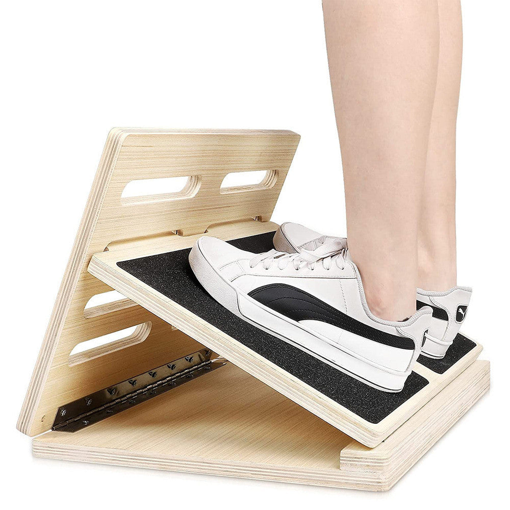 Adjustable wooden incline board - increase flexibility, mobility, pain relief - anti-slip design - Achilles - fascia stretcher - tight calves