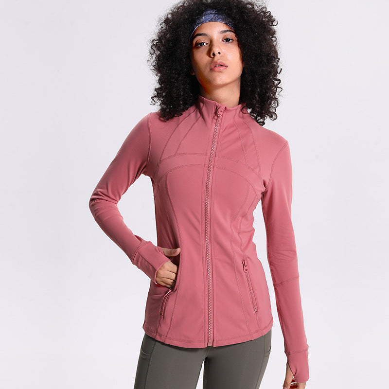 Ladies running fitness zipper long-sleeved jacket