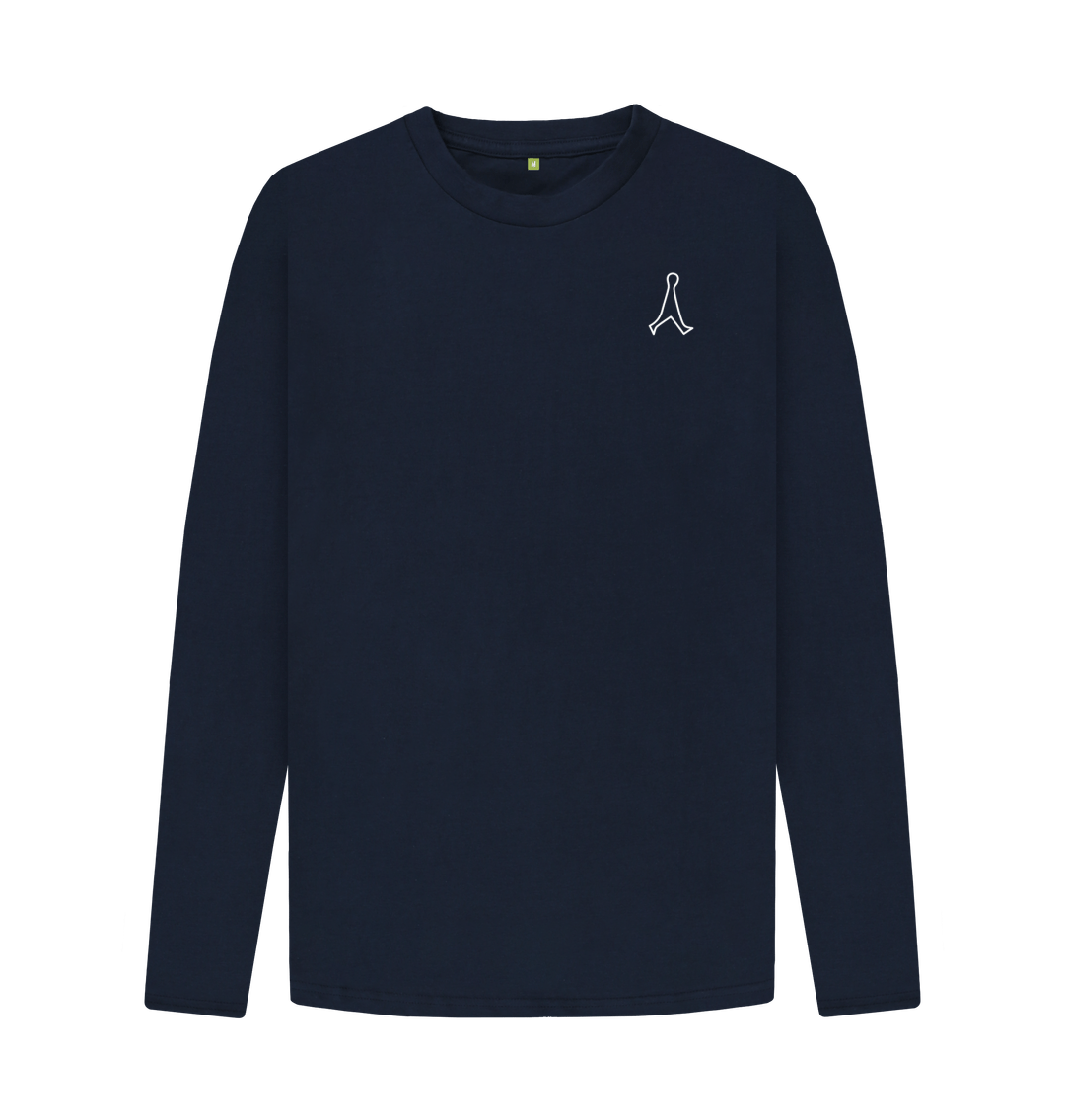 Navy Blue Men's organic long sleeve cotton t shirt