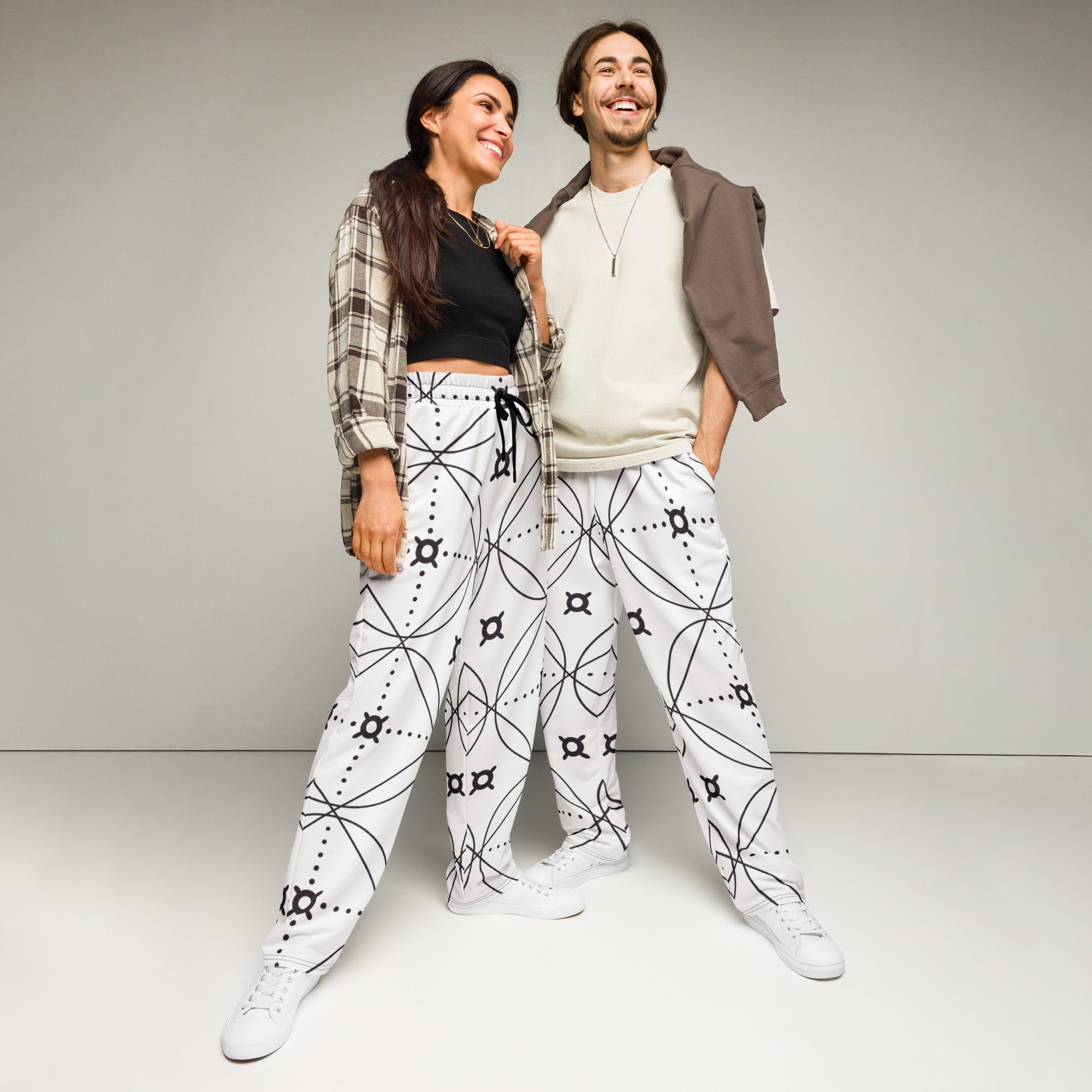 Unisex Printed Wide Leg Joggers