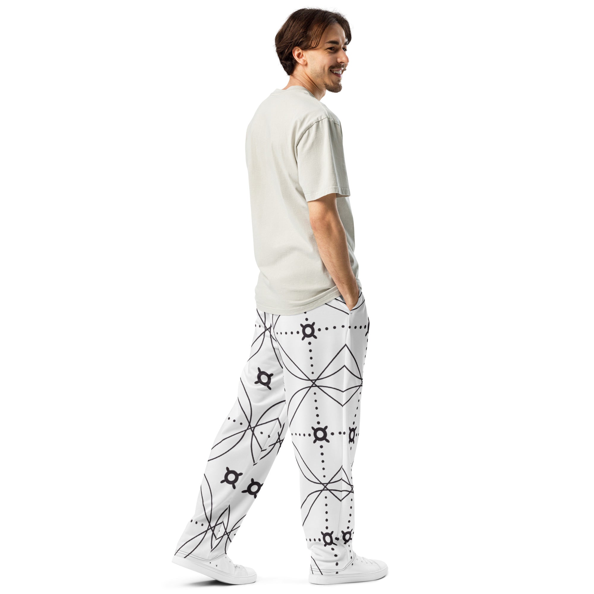 Unisex Printed Wide Leg Joggers