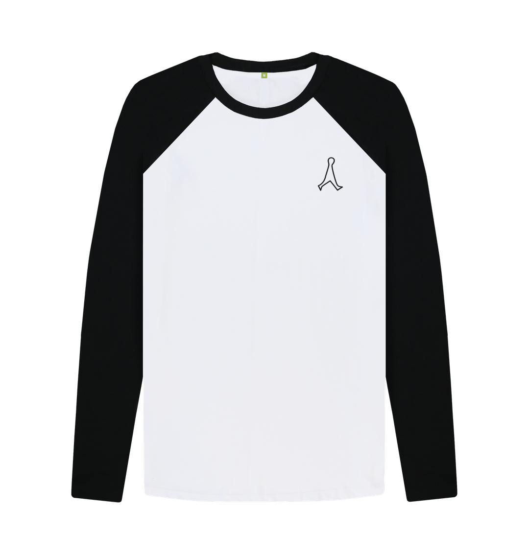 Black-White Mens LS Baseball T-shirt