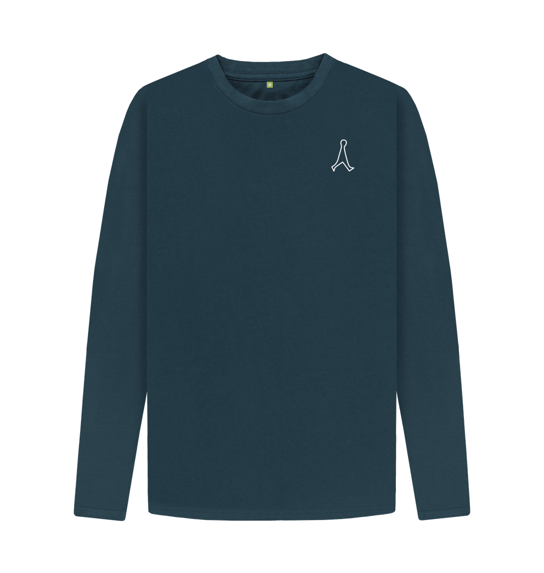 Denim Blue Men's organic long sleeve cotton t shirt